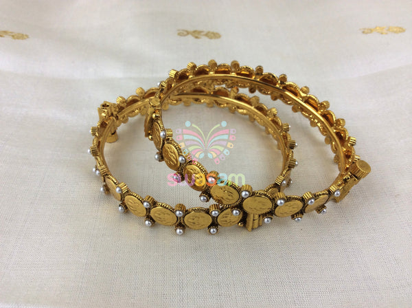 Pearl Temple style Coin Bangles