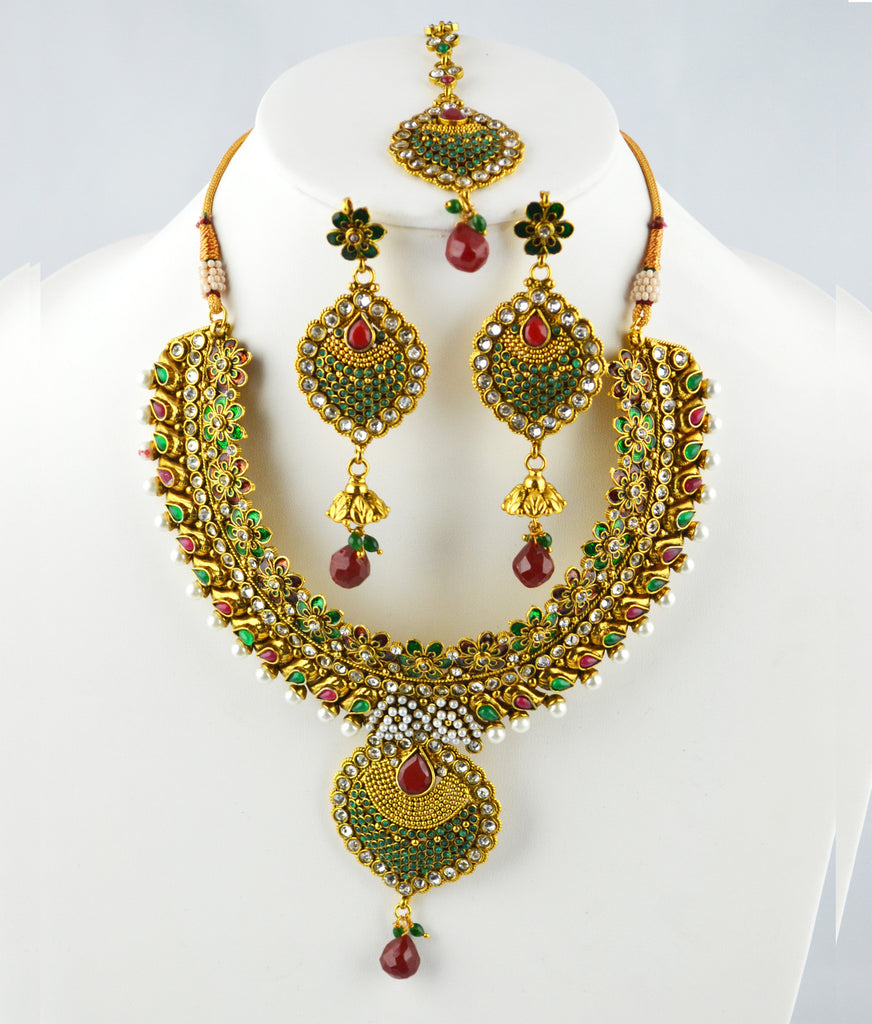 Red And Green Chocker Necklace set