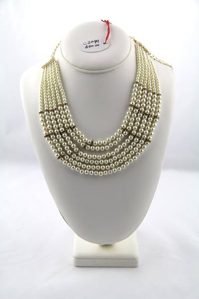 6 Row Pearl with Crystal Stones