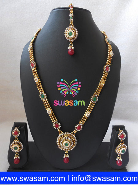 Necklace Maroon Green