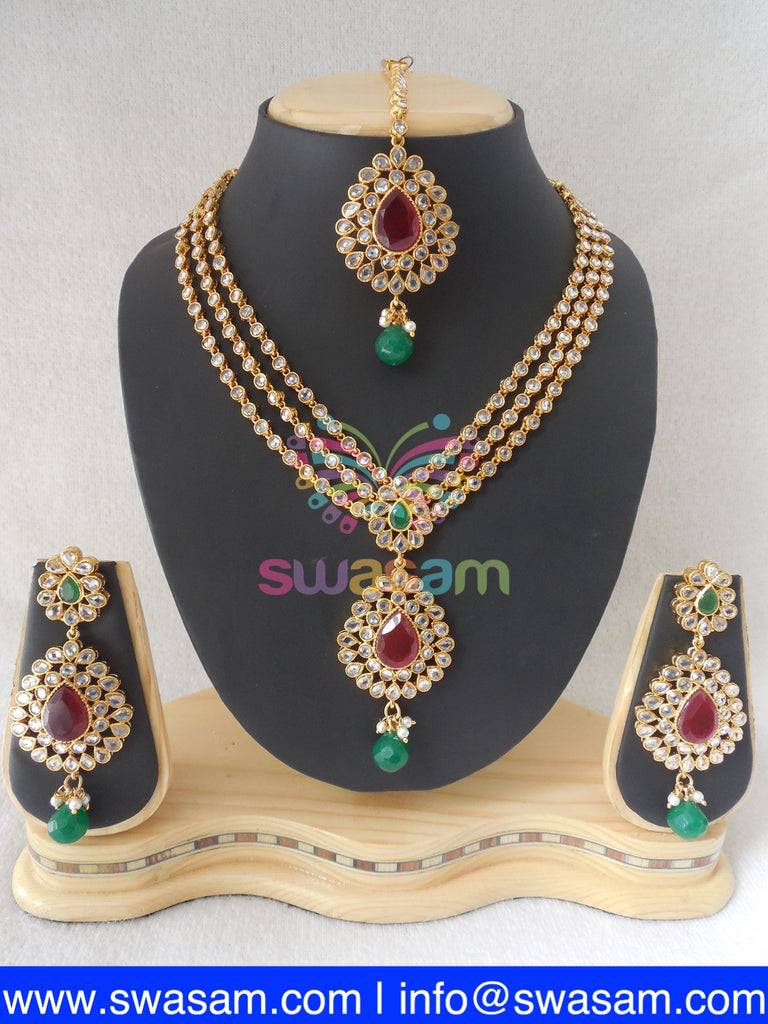 Necklace Maroon Green