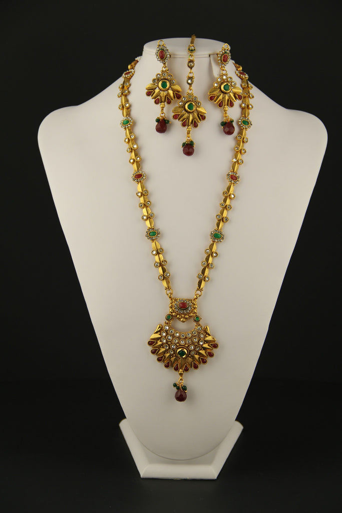 Maroon Green Long Necklace