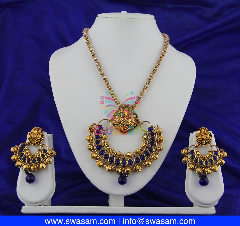 Blue Temple design Necklace Set