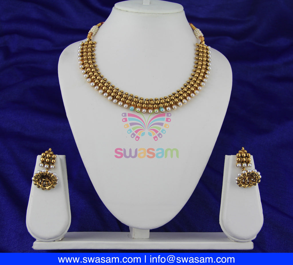 Antique Gold with pearl Necklace Set