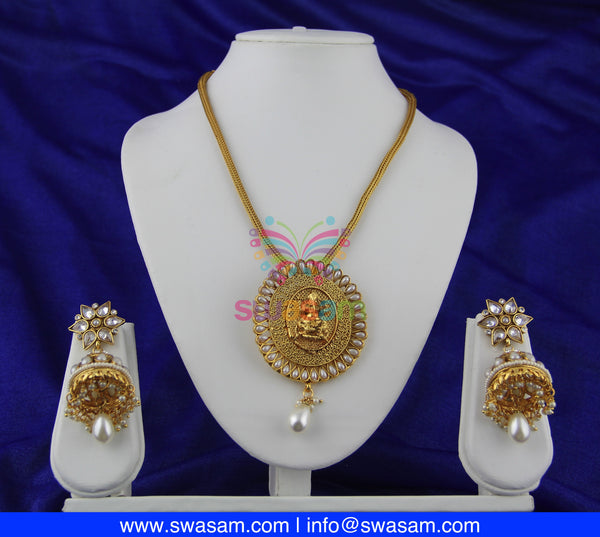 Pearl ganash design temple Necklace Set