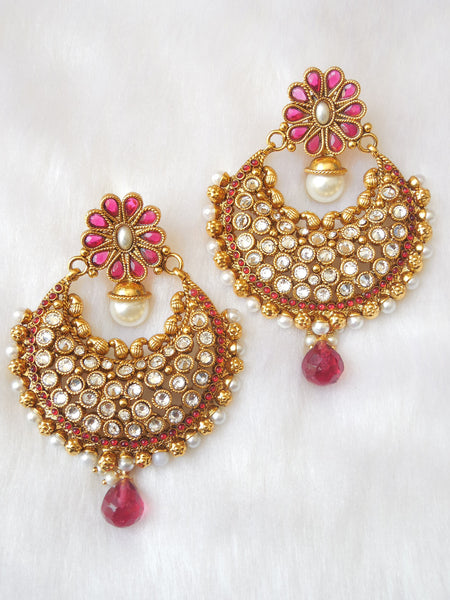 Polki Earings Pink