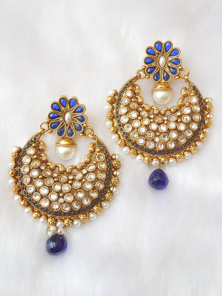 Polki Earings Royal Blue