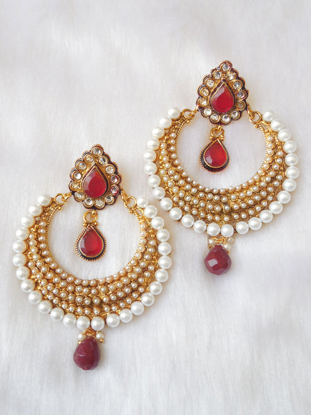 Polki Earings Maroon