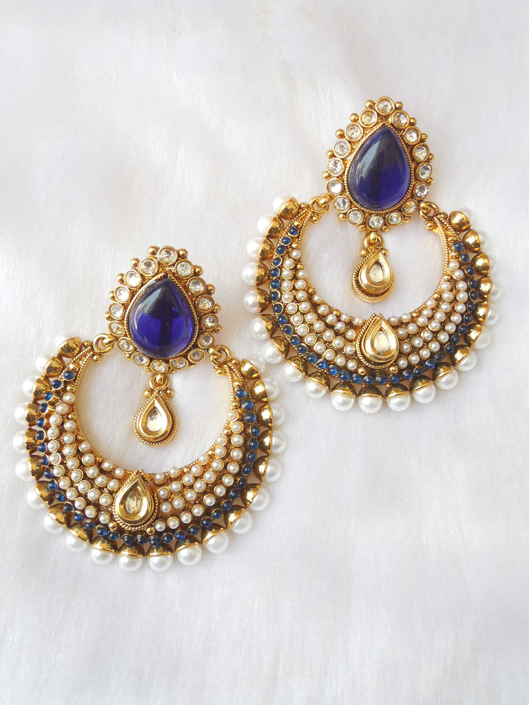 Polki Earings Royal Blue