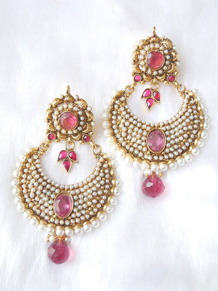 Polki Earings Pink