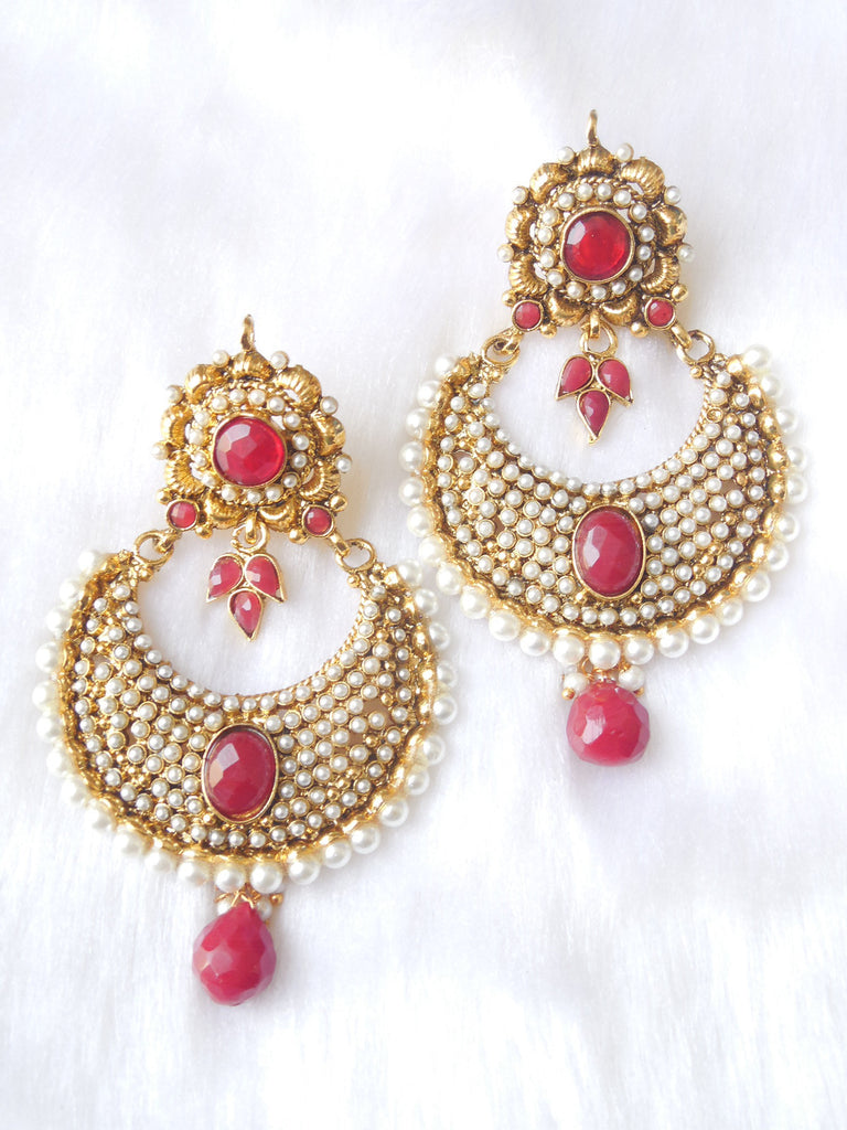 Polki Earings Maroon