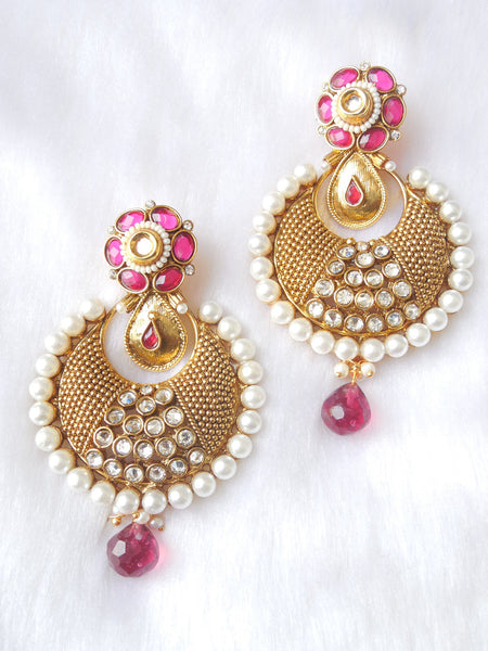 Polki Earings Pink