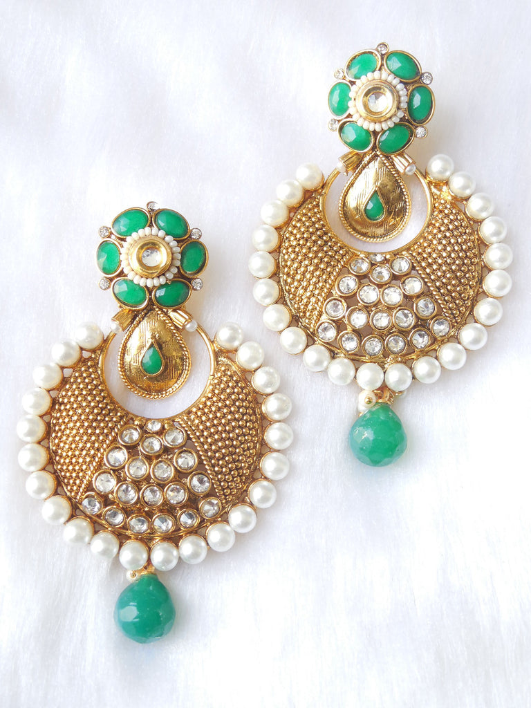 Polki Earings Green