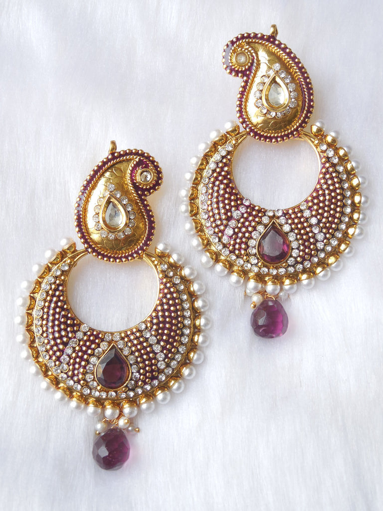 Polki Earings Purple