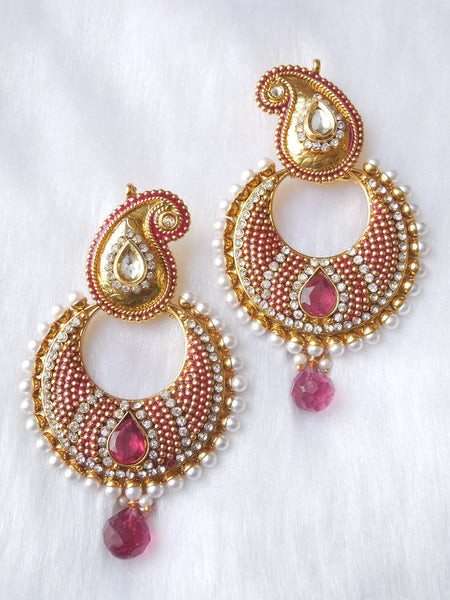 Polki Earings Pink