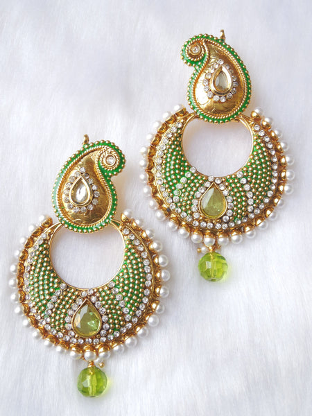 Polki Earings Parat Green