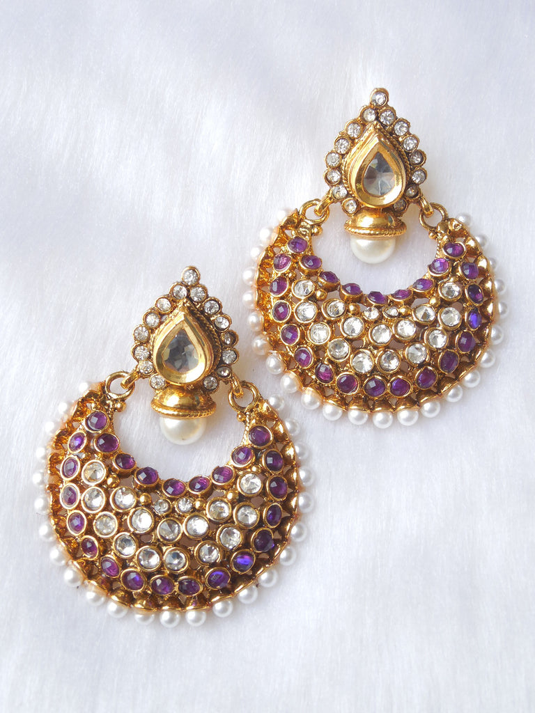 Polki Earings Purple