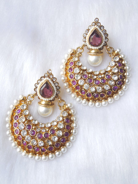 Polki Earings Purple