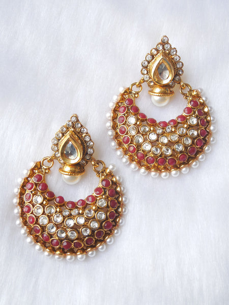 Polki Earings Maroon