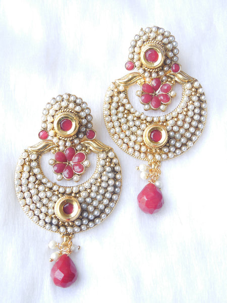 Polki Earings Maroon