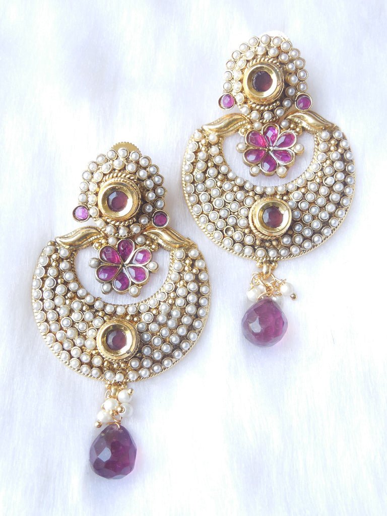 Polki Earings Purple