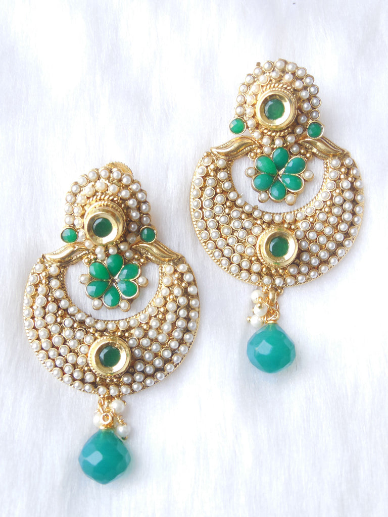 Polki Earings Green