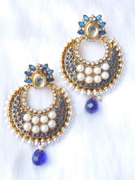 Polki Earings Royal Blue