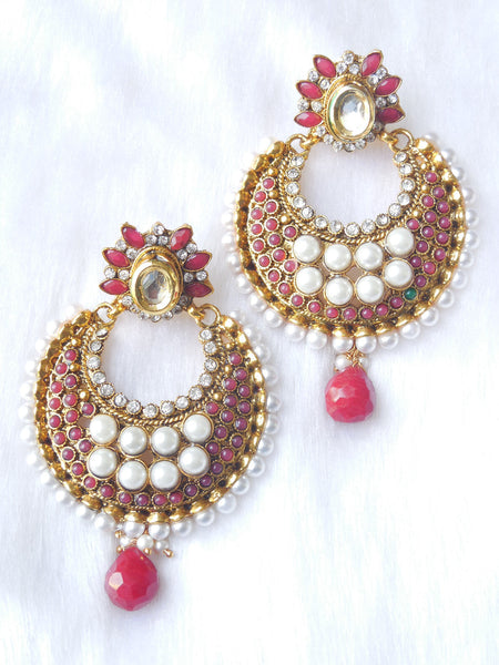 Polki Earings Maroon