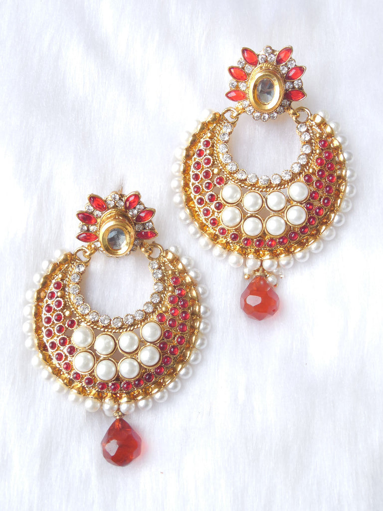 Polki Earings Red