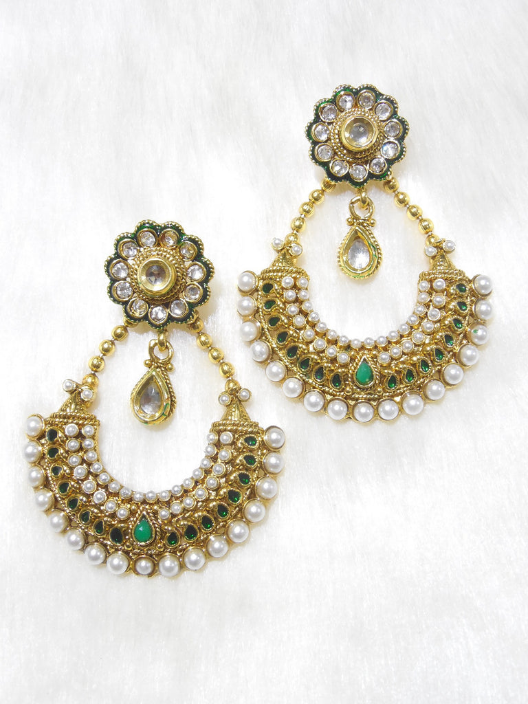 Polki Earings Green