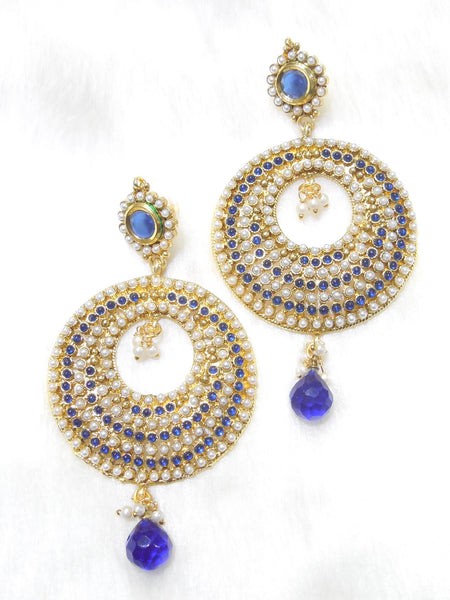 Polki Earings Royal Blue