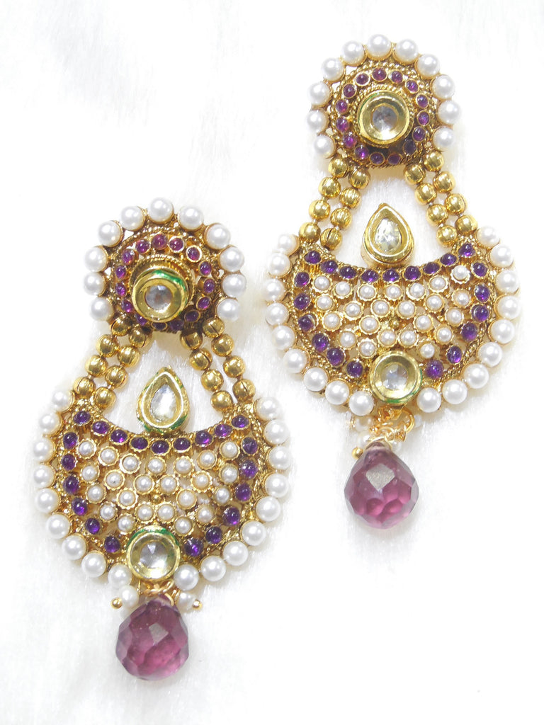 Polki Earings Purple