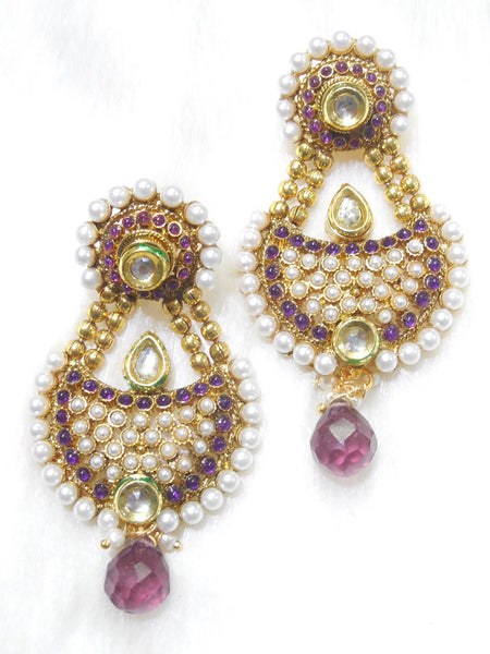 Polki Earings Purple