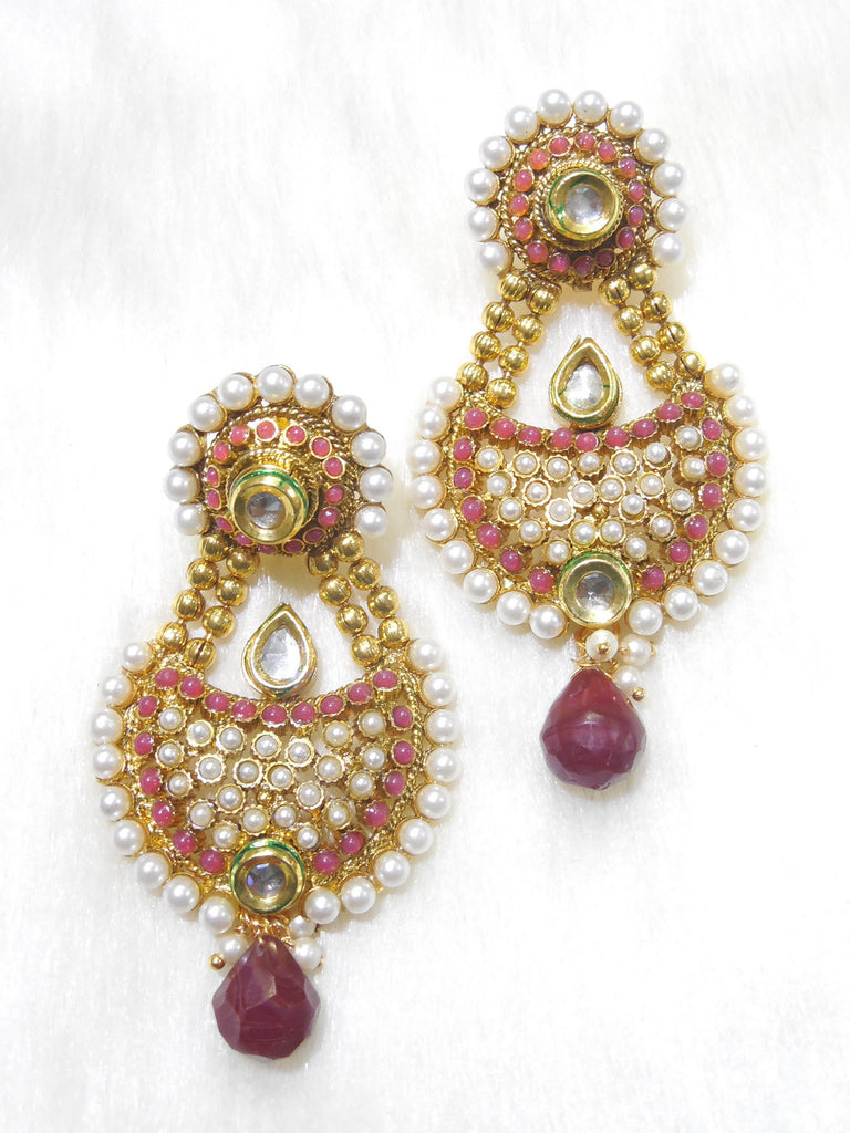 Polki Earings Maroon