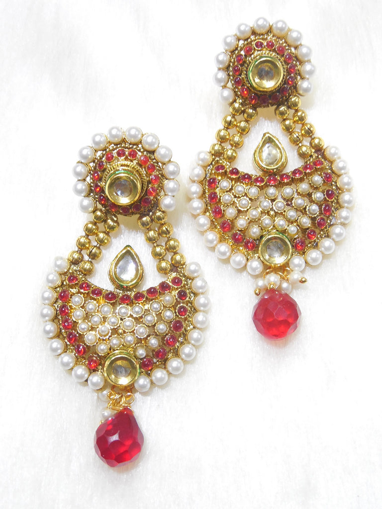 Polki Earings Red