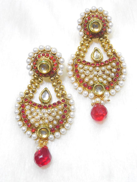 Polki Earings Red