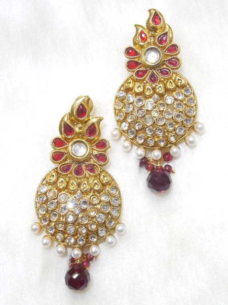 Polki Earings Maroon