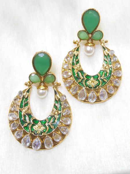 Polki Earings Green