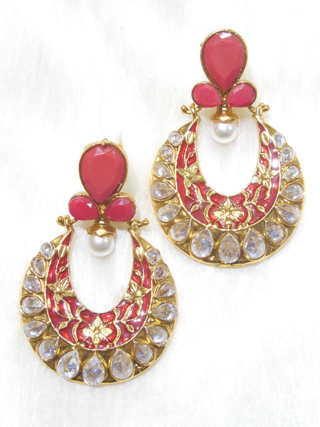 Polki Earings Maroon