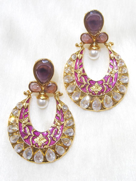 Polki Earings Purple