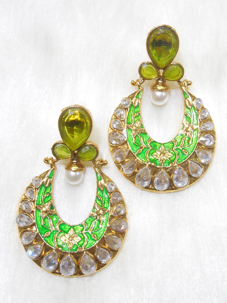 Polki Earings Parat Green