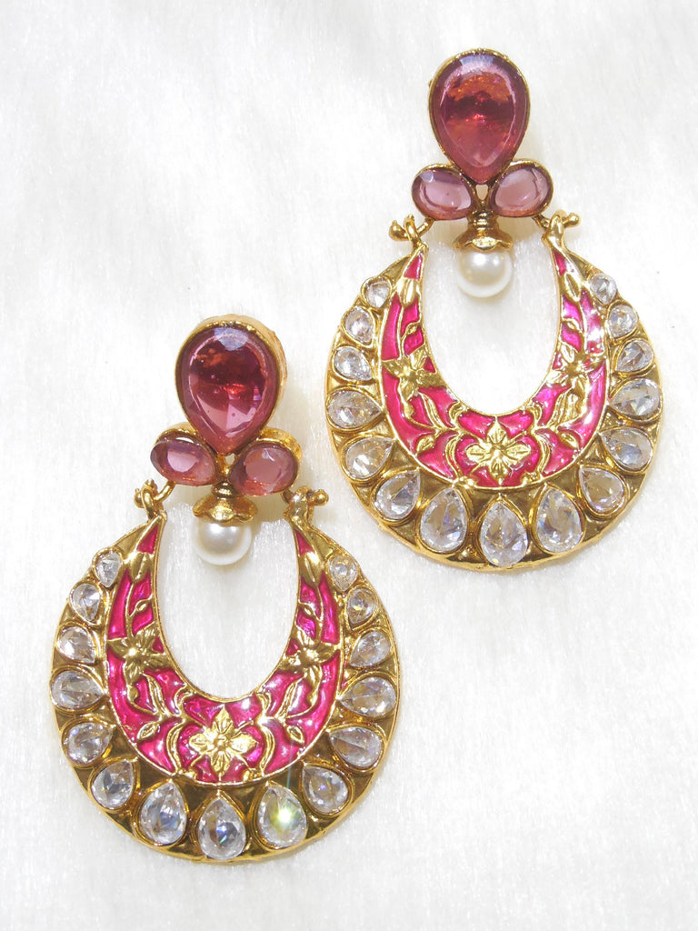 Polki Earings Pink