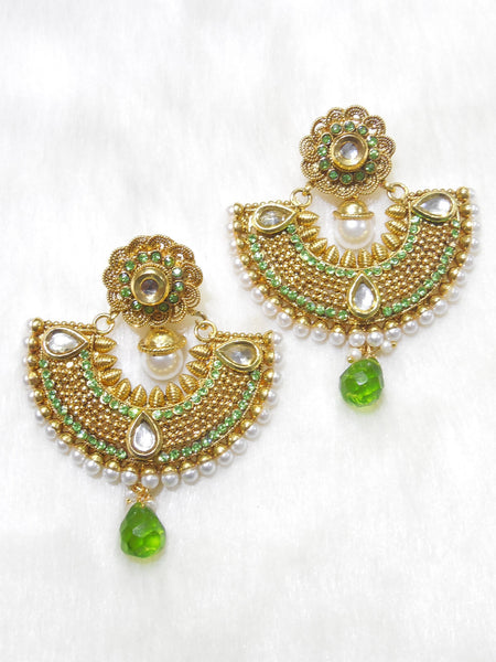 Polki Earings Parat Green