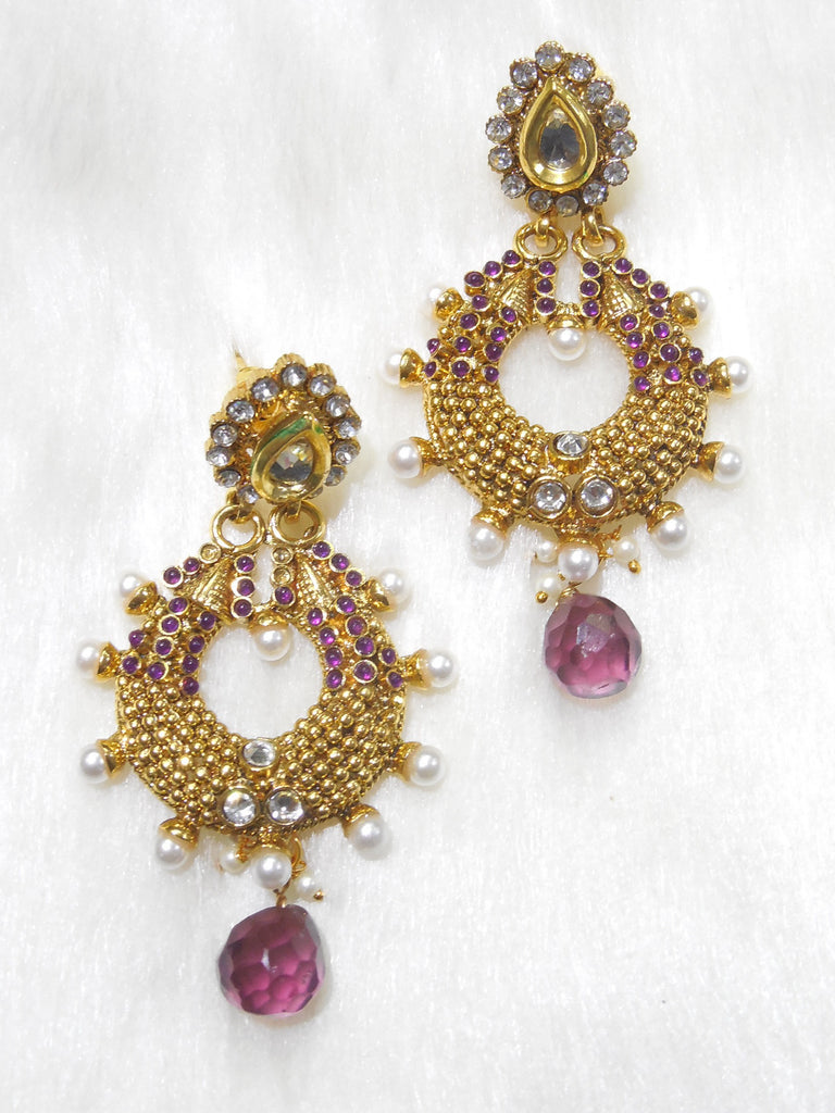 Polki Earings Purple