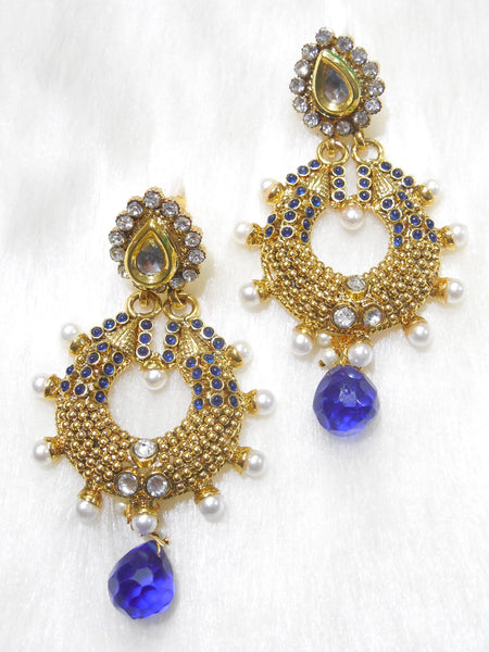 Polki Earings Royal Blue