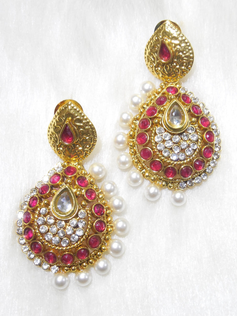 Polki Earings Pink