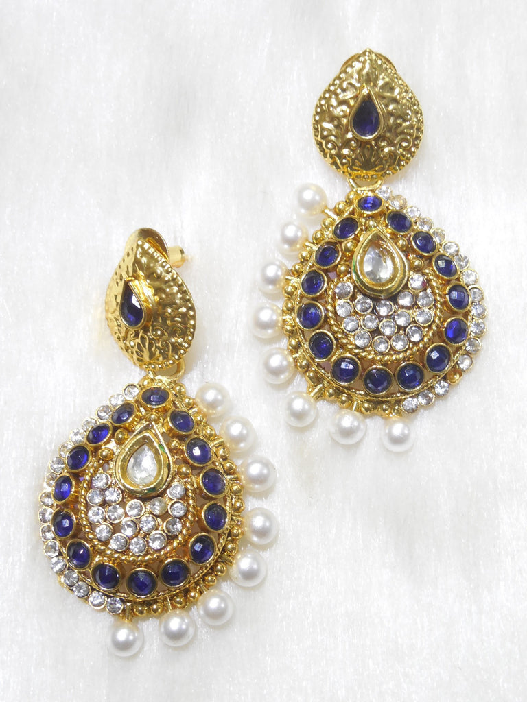 Polki Earings Royal Blue