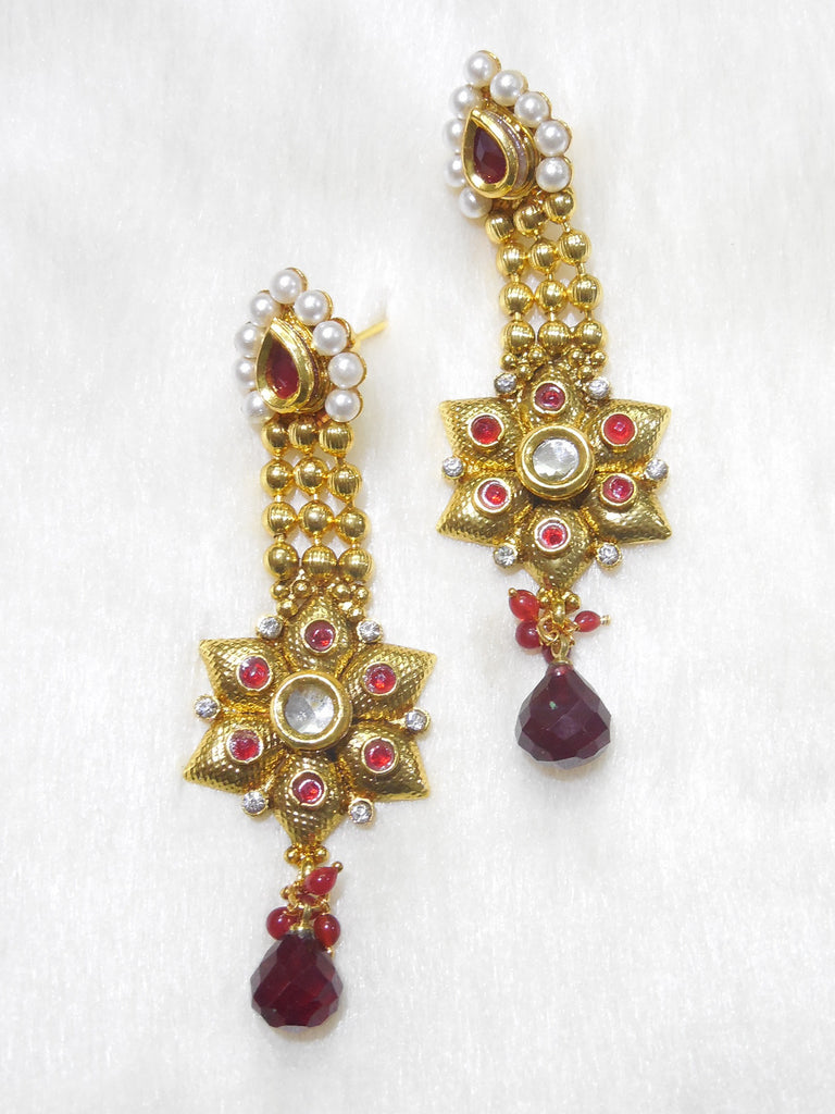 Polki Earings Maroon