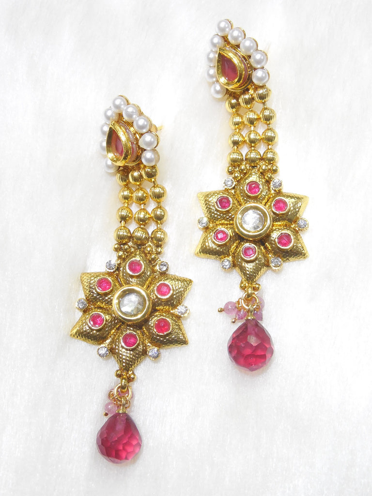 Polki Earings Pink