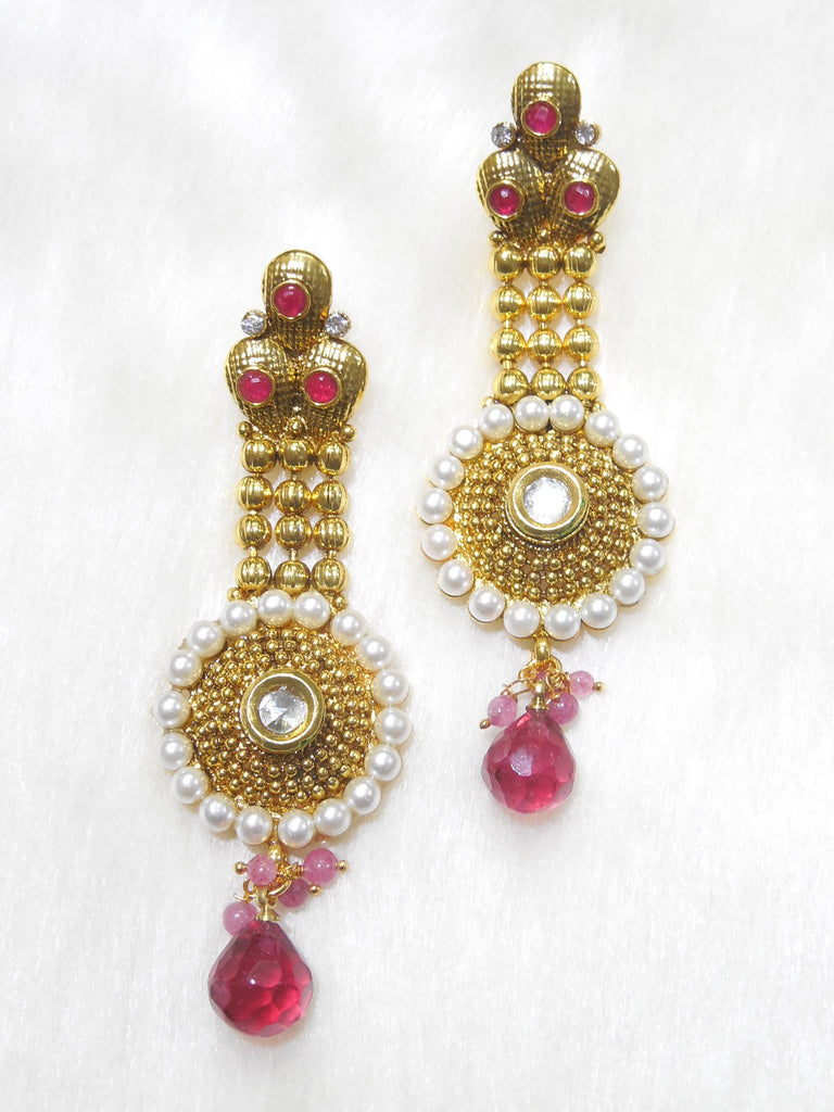 Polki Earings Pink